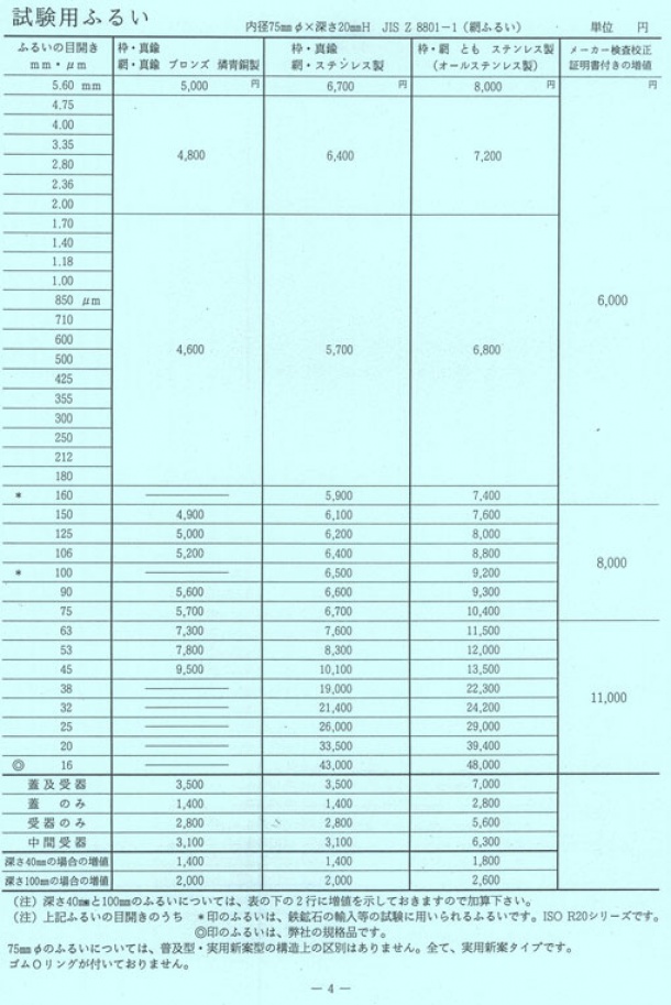 試験用ふるい 370φ オールステンレス 53μm 普及型() 研究、開発用