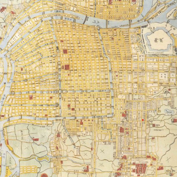 本サイト運営の稲田金網株式会社の本社ビルが建てられる約100年前(文久3年・1863年)の古地図